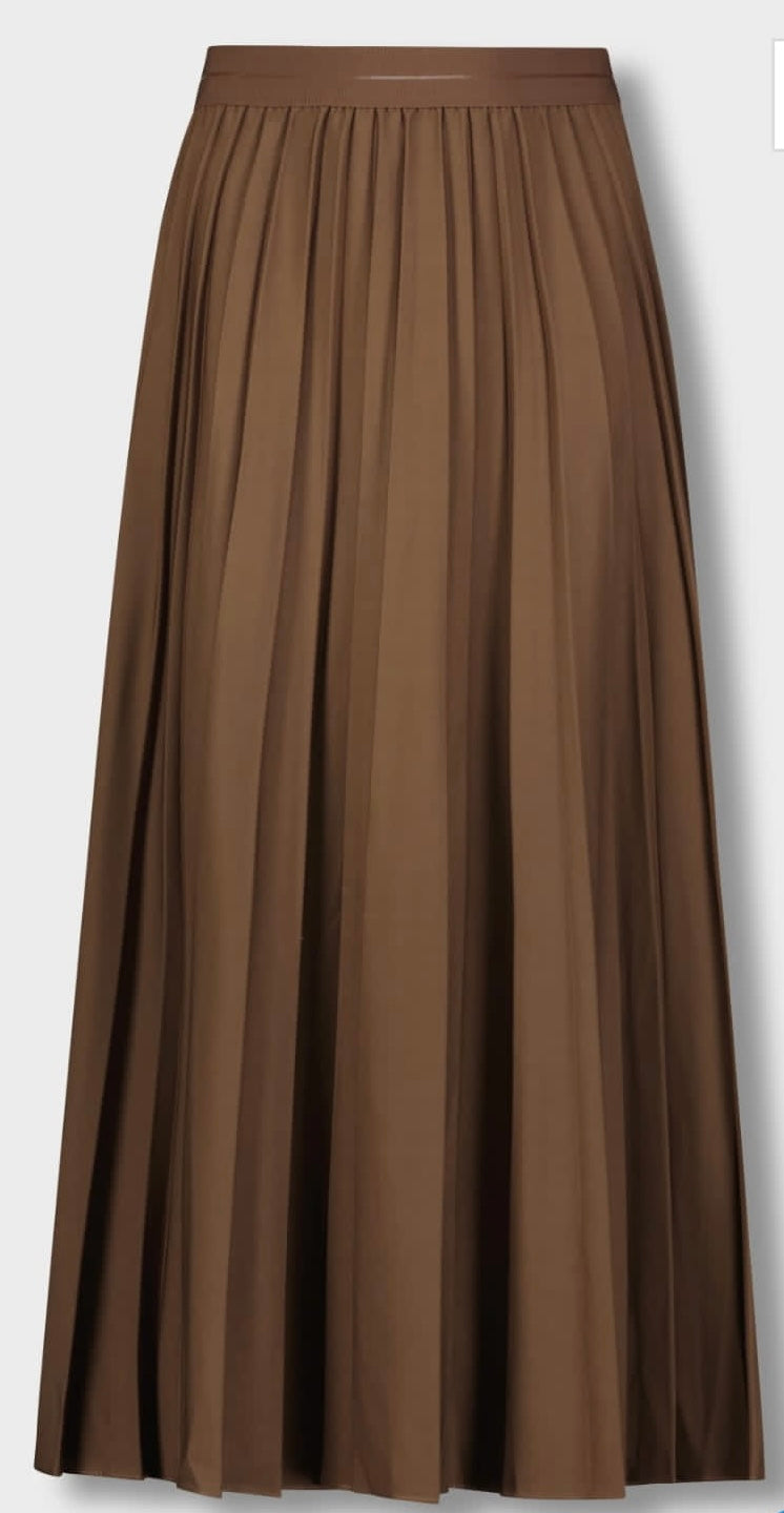 MELI DOUBLE PLEATED SKIRT-MIDI BROWN