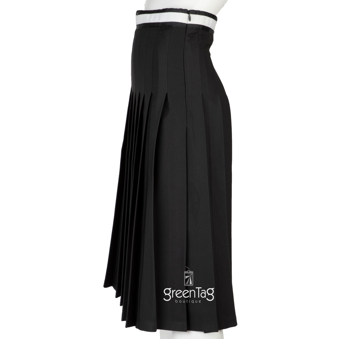 WEAR AND FLAIR PLEATED SKIRT W RIBBON WAISTBAND BLACK