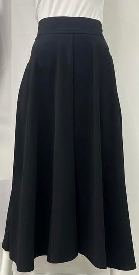 LITTLE BLACK SKIRT A-LINE CREPE SKIRT W CENTER PLEAT-MIDI BLACK