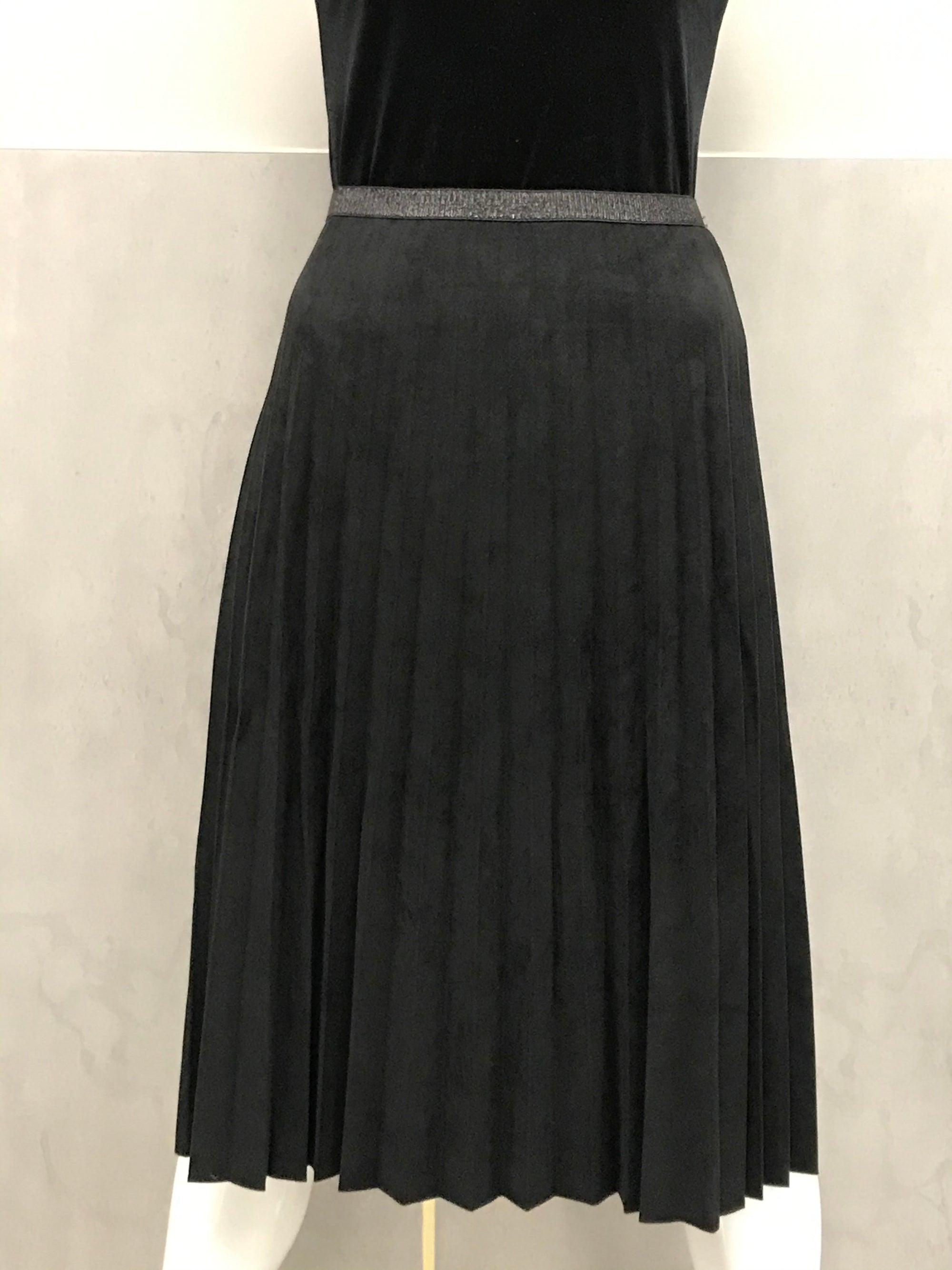 YAL NEW YORK PLEATED SUEDE SKIRT BLACK