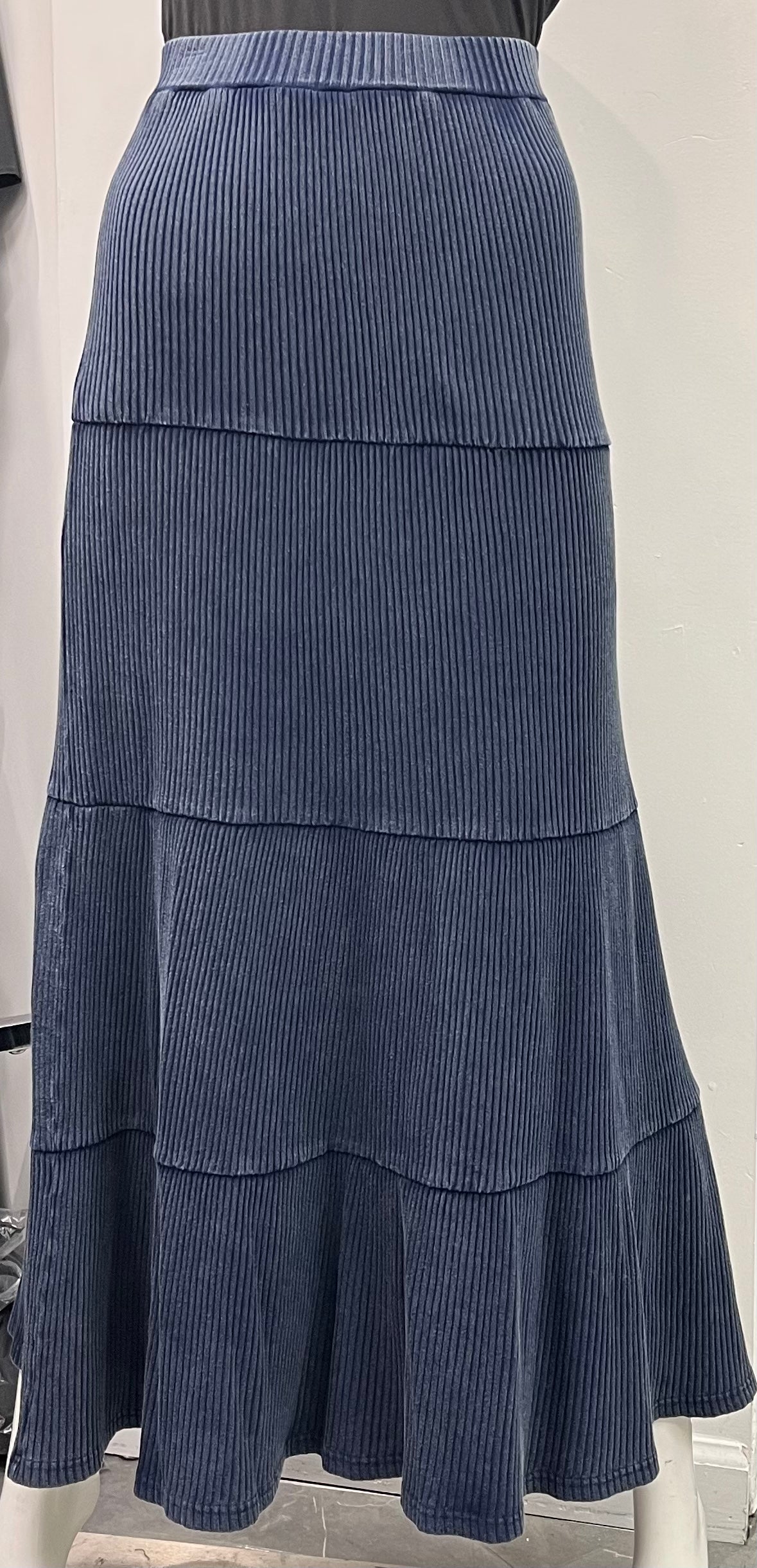Multi Denim Blue Strappy Floral Top with Tiered Denim Skirt Set – Lilpicks