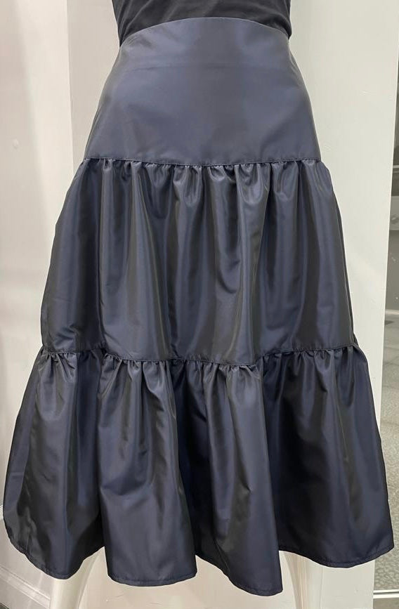 CARLUCCI TAFETTA TIER SKIRT NAVY