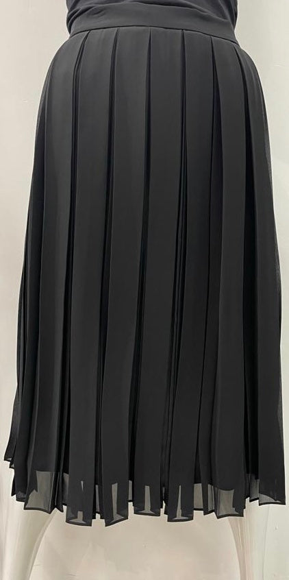 CARLUCCI CHIFFON DOUBLE BOX PLEAT SKIRT BLACK