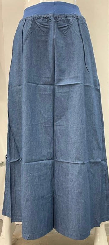 RED MYTH A-LINE CHAMBRAY SKIRT-MAXI MEDIUM BLUE