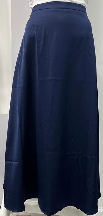 EDIT SATIN A-LINE SKIRT-MAXI NAVY