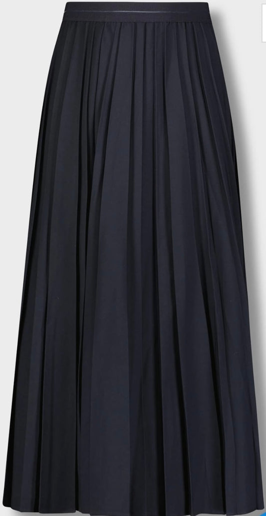 MELI DOUBLE PLEATED SKIRT-MIDI NAVY