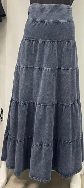 DOT 5 TIER TYE DYE MAXI DARK DENIM WASH