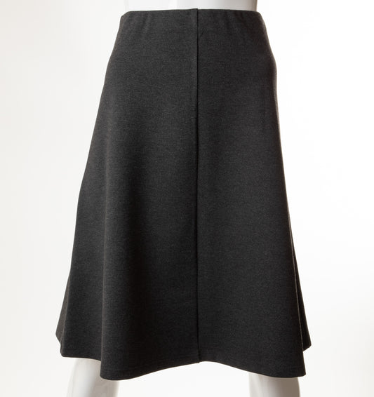 HONEYSEED PONTE A-LINE SKIRT 25" CHARCOAL